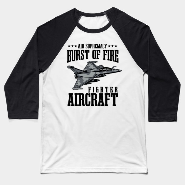 BURST OF FIRE JET FIGHTER Baseball T-Shirt by beanbeardy